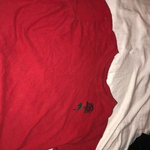 Red shirt with rose
